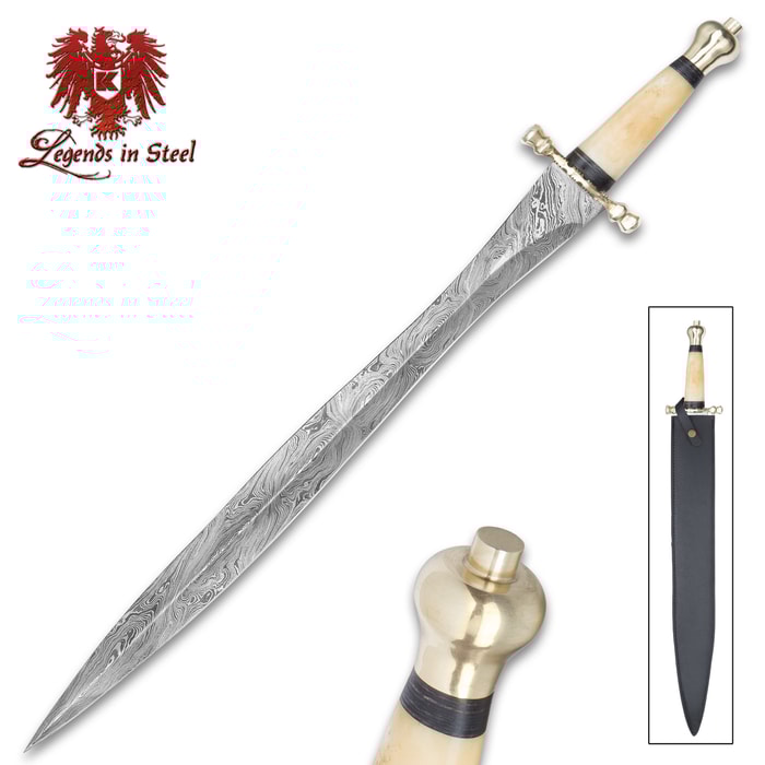 Legends In Steel Persian Carved Bone And Damascus Steel Sword