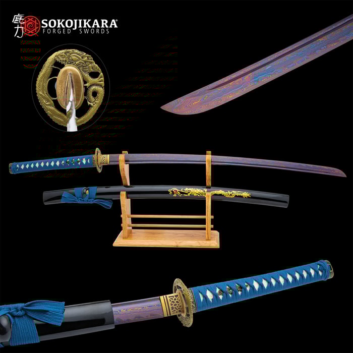Different views of the Sokojikara Blü-Fyre Katana
