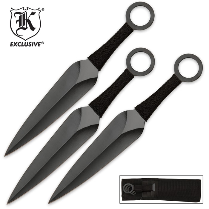 Triple Threat Kunai Throwing Knife Set with Sheath