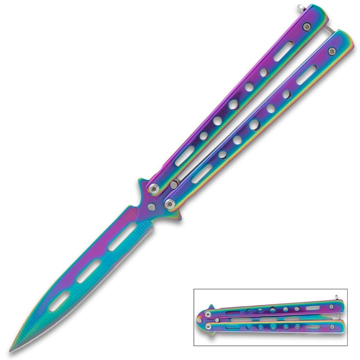Vortex Butterfly Knife Rainbow Titanium