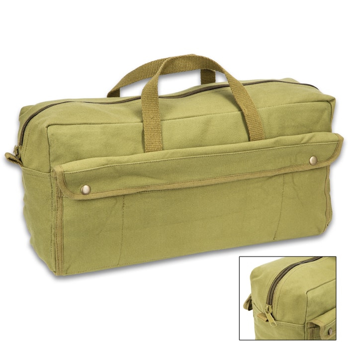 Jumbo Mechanics Tool Bag - Olive Drab, Heavyweight Cotton Canvas Construction, Heavy-Duty Cotton Web Handles