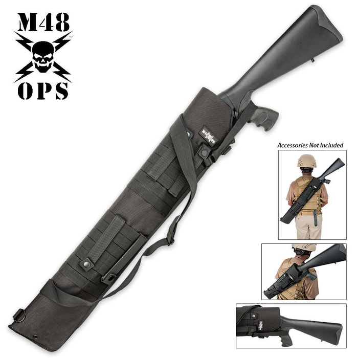 M48 OPS MOLLE Compatible Tactical Shotgun Scabbard - Black