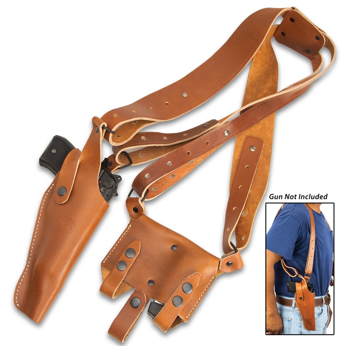 This shoulder holster is handsome and perfectly suited to securely carry your pistol, giving you quick and easy access to it