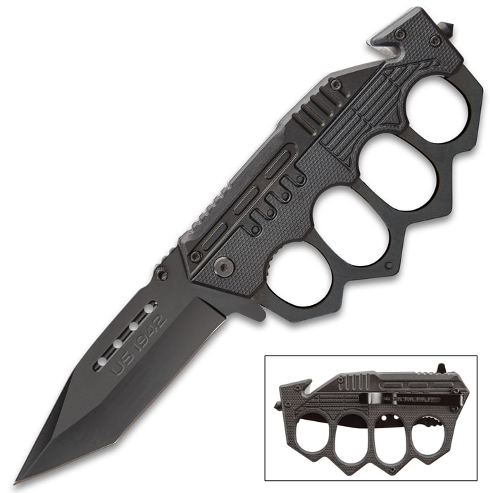 Jungle Hunter Black Folding Knuckle Knife