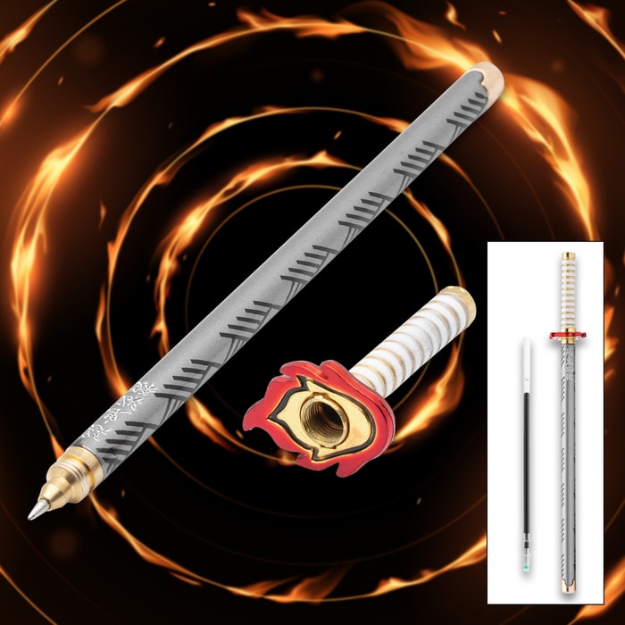 Full image of the Kyojuro Rengoku Demon Slayer Sword Anime Pen.