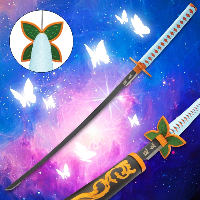 The Shinobu Kocho Orange and Black Demon Slayer Sword makes a great addition to your anime weapons collection