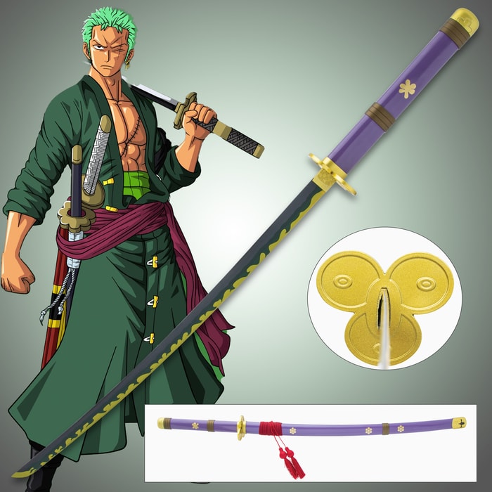 The Zoro's Enma Katana in and out of its sheath and its tsuba