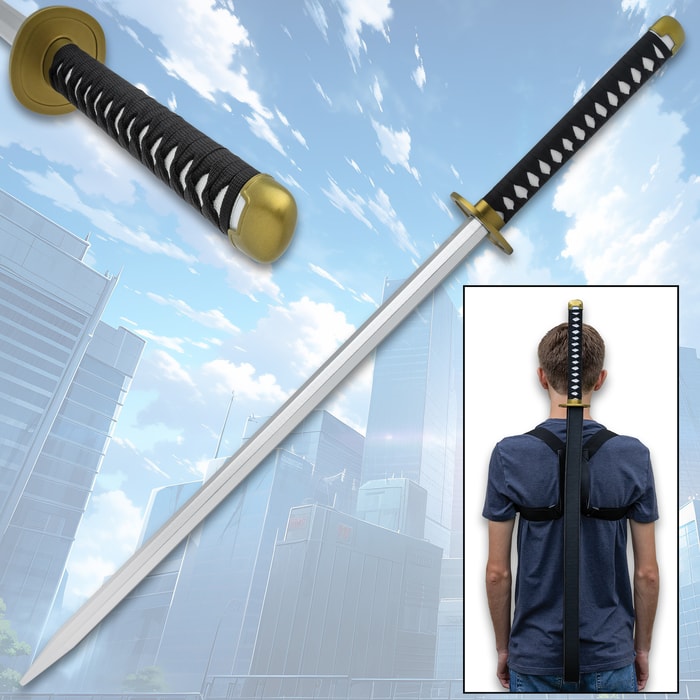 Different views of the Anime Aki Hayakawa Sword shown including in its scabbard