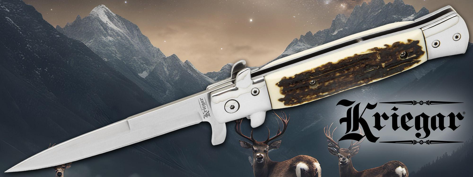 Kriegar German Faux Stag Stiletto Knife