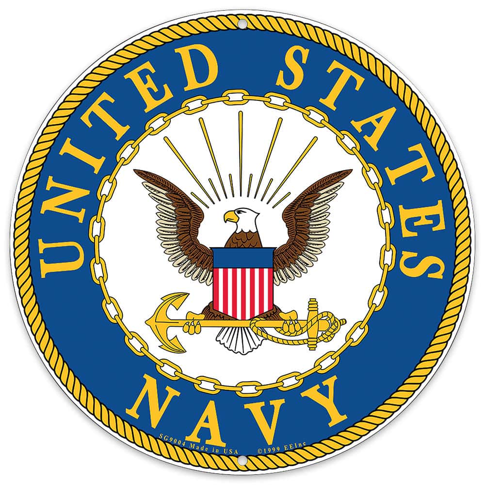 US Navy Logo 12" Round Aluminum Sign