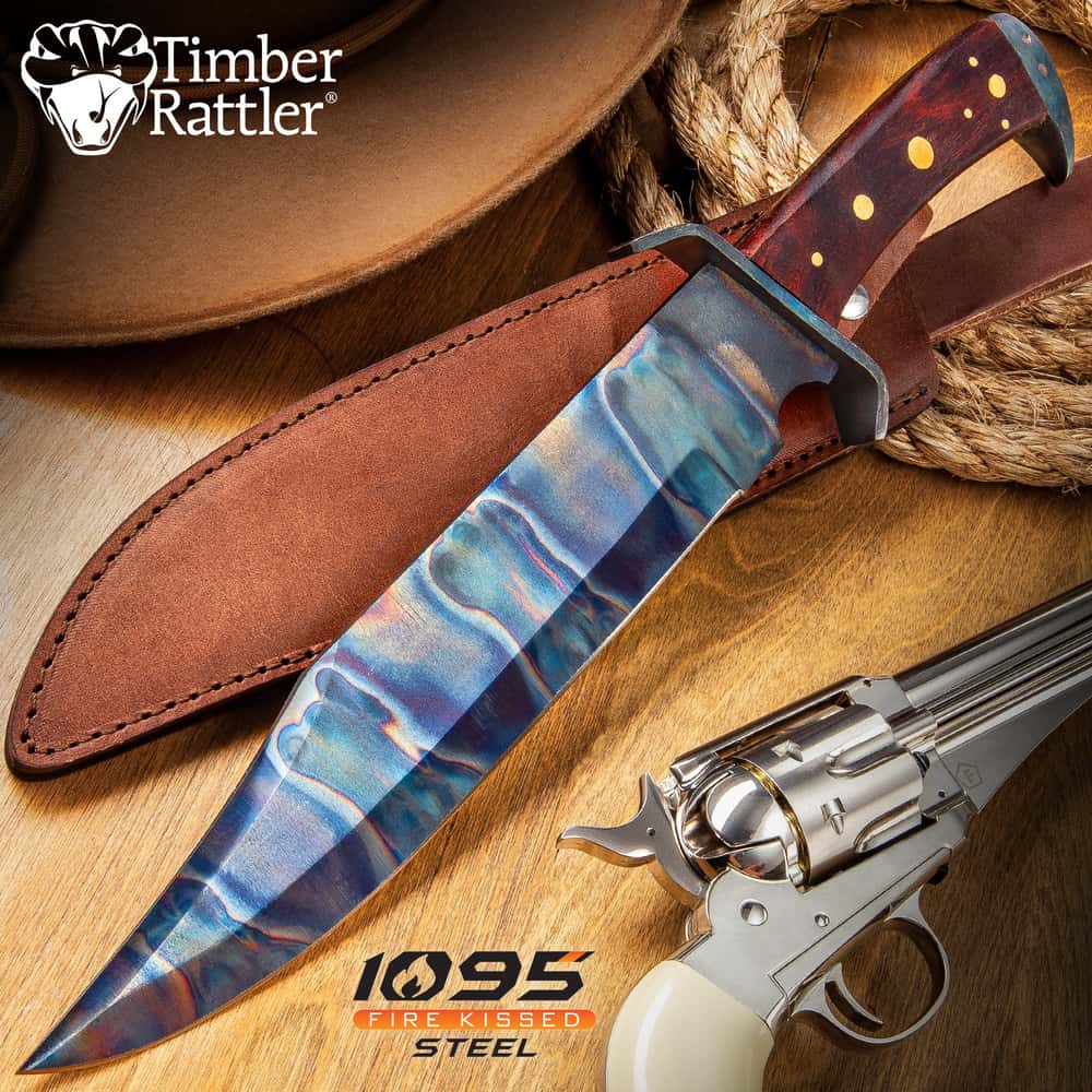 Timber Rattler Gunslinger Bowie Knife With Sheath Free Shipping