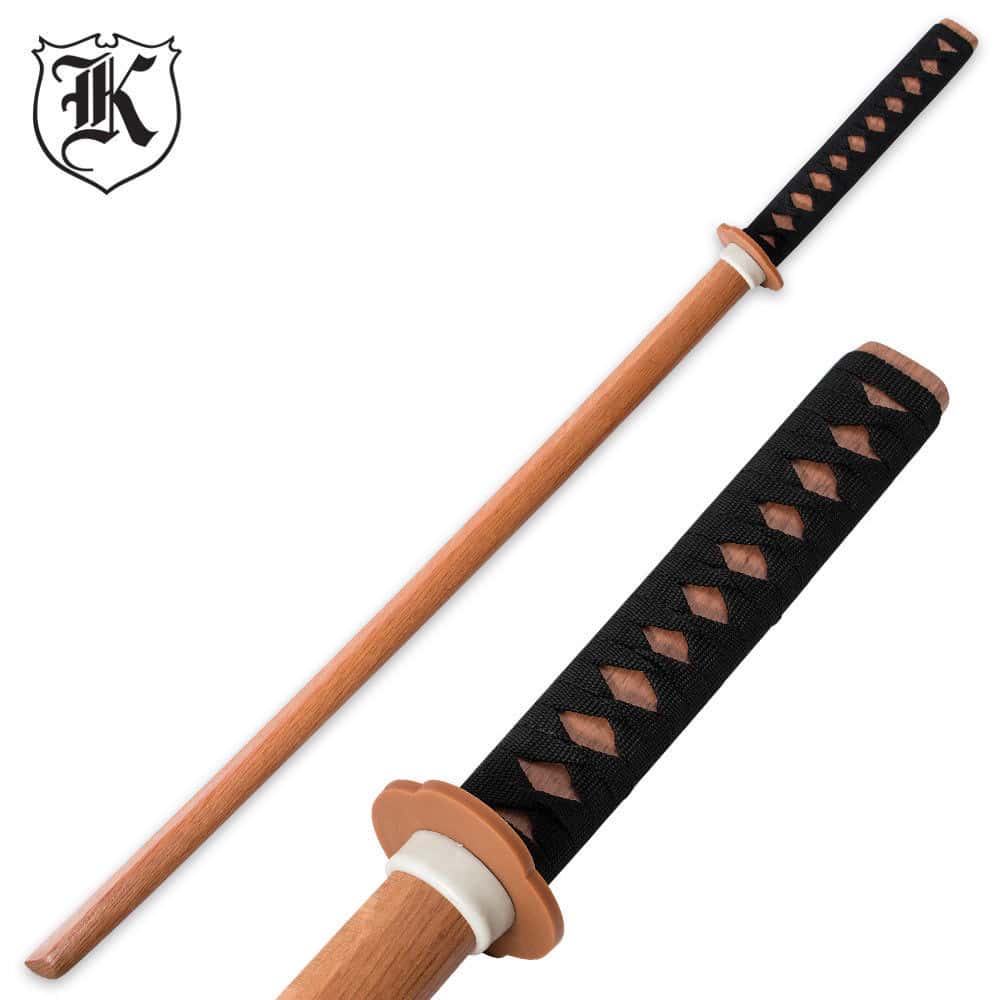 31" Wooden Bokken Practice Sword with Wrapped Handle BLACK NEW