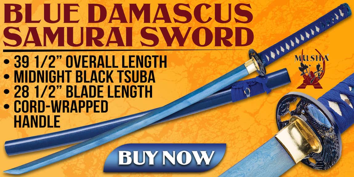 Musha Hand-forged Blue Damascus Samurai Sword