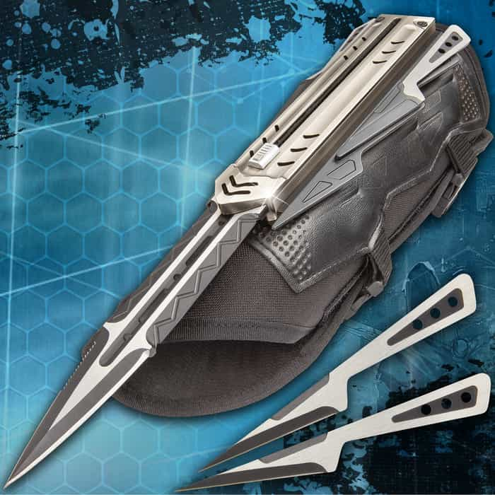 The Enforcer Tactical Gauntlet And Throwing Knives - Free Shipping!