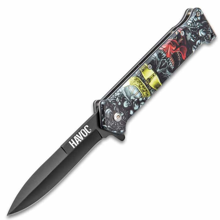 Havoc Warrior Skull Stiletto Pocket Knife Free Shipping!