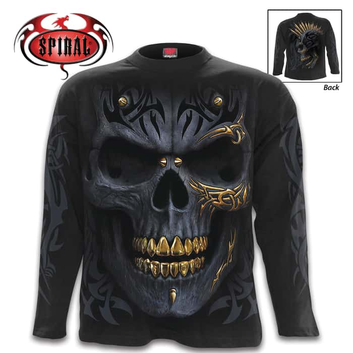 Black And Gold Demon Skull Long Sleeve