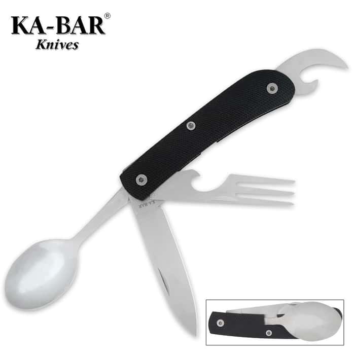 Kabar Hobo Stainless Fork/Knife/Spoon Black Free Shipping!