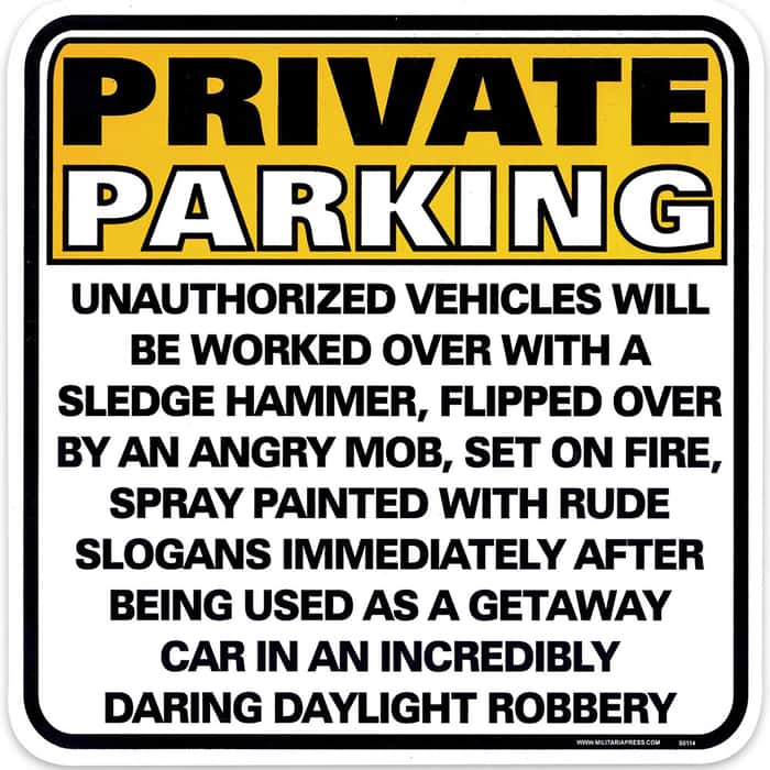 Private Parking Unauthorized Vehicles Sign Free Shipping 