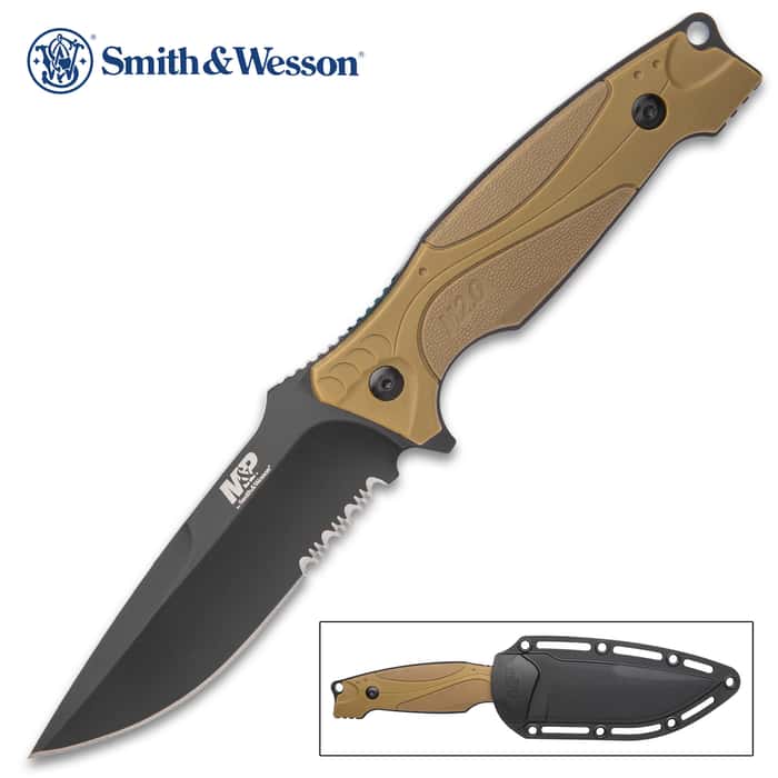Smith & Wesson M&P Outdoor Survival Tan Fixed Blade Knife Free Shipping!