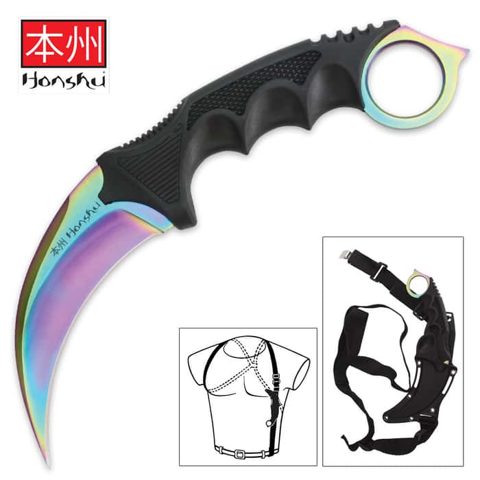 Case Hardened Honshu Karambit With Shoulder Harness Free Shipping!