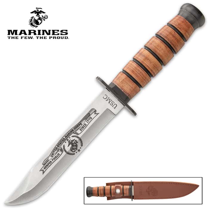 USMC Tribute Combat Knife And Sheath Stainless