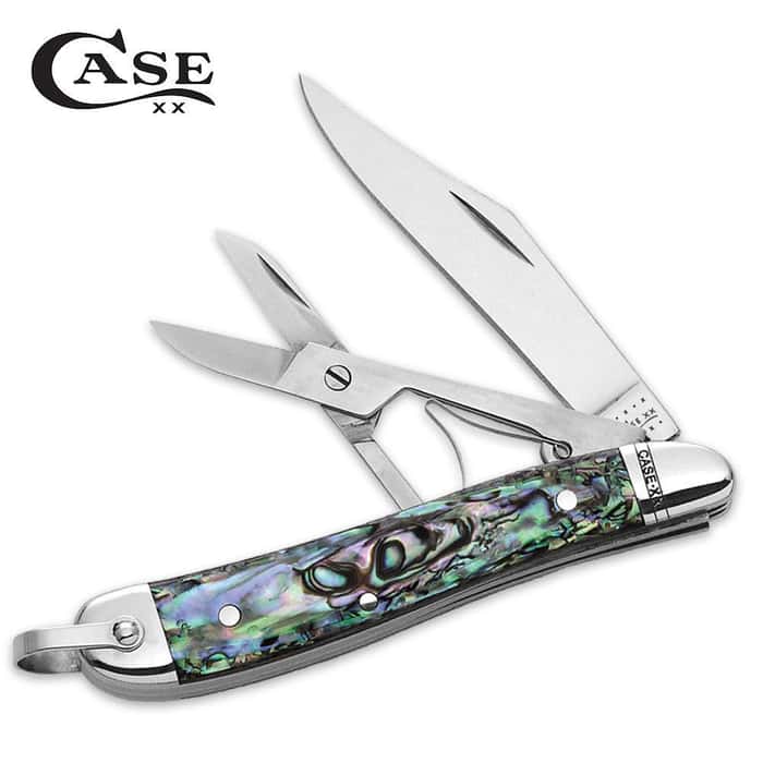 Case Abalone Peanut Folding Knife Free Shipping!