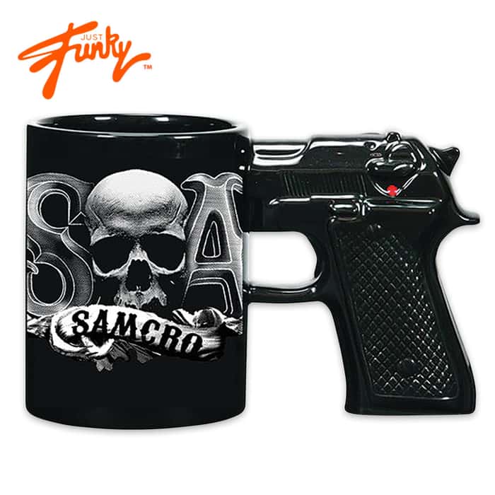 Officially Licensed Sons Of Anarchy Skull Coffee Mug WIth Replica Gun