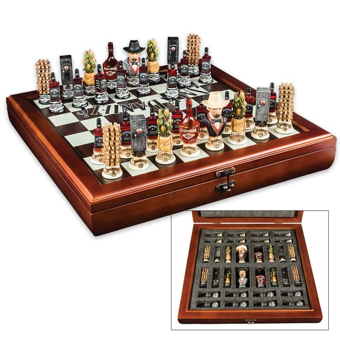 Jack Daniel's Hand Sculpted Lynchburg Chess Set - Free Shipping!