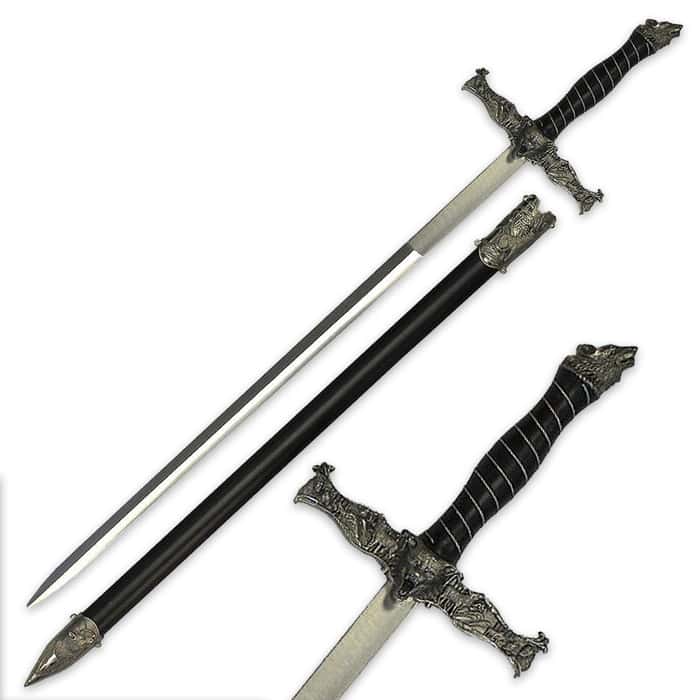 Roaring Wolf Fantasy Sword With Scabbard