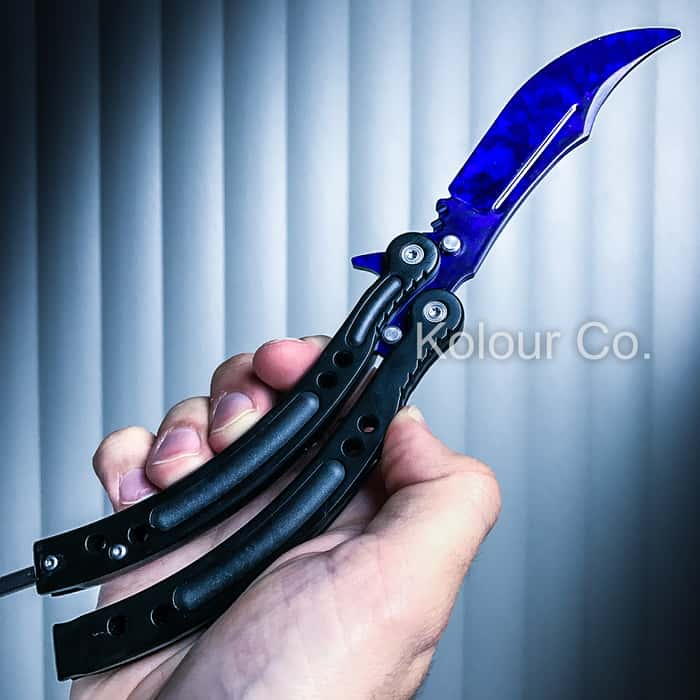 SAPPHIRE DOPPLER Practice Knife Balisong Butterfly Tactical