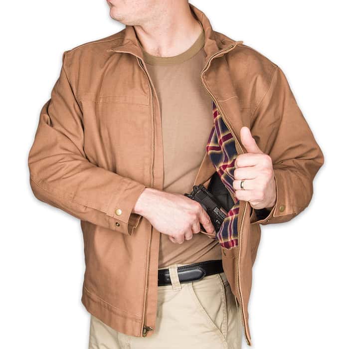 Concealed Carry Khaki Cotton Canvas Ranch Jacket