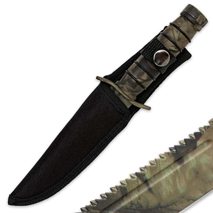 Timber Wolf Camo Jungle Survival Knife with Free Shipping!