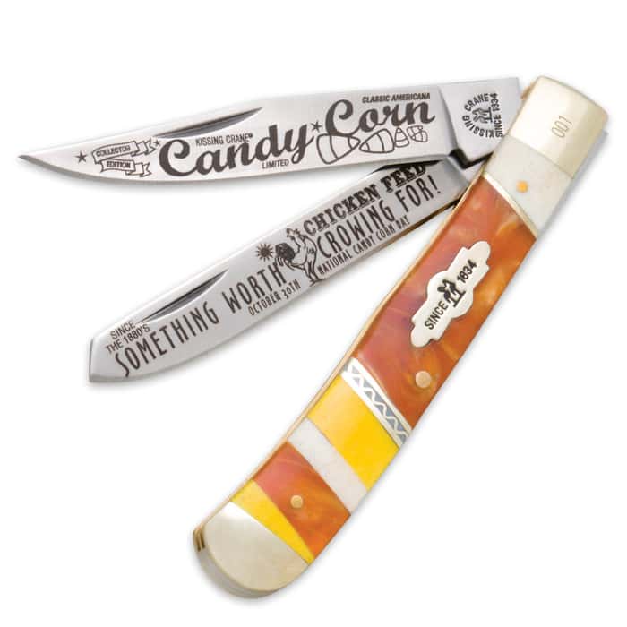 Kissing Crane Candy Corn Trapper Knife Free Shipping!