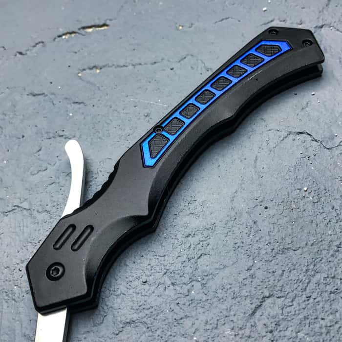 MTech Blue Assisted Opening Tactical Straight Razor Pocket Knife - Free ...