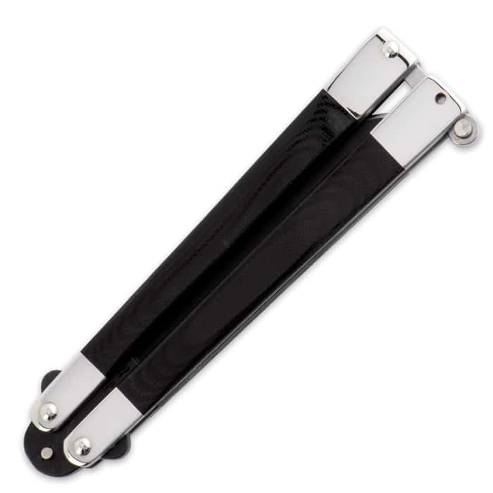 Smooth Black Butterfly Knife Free Shipping!