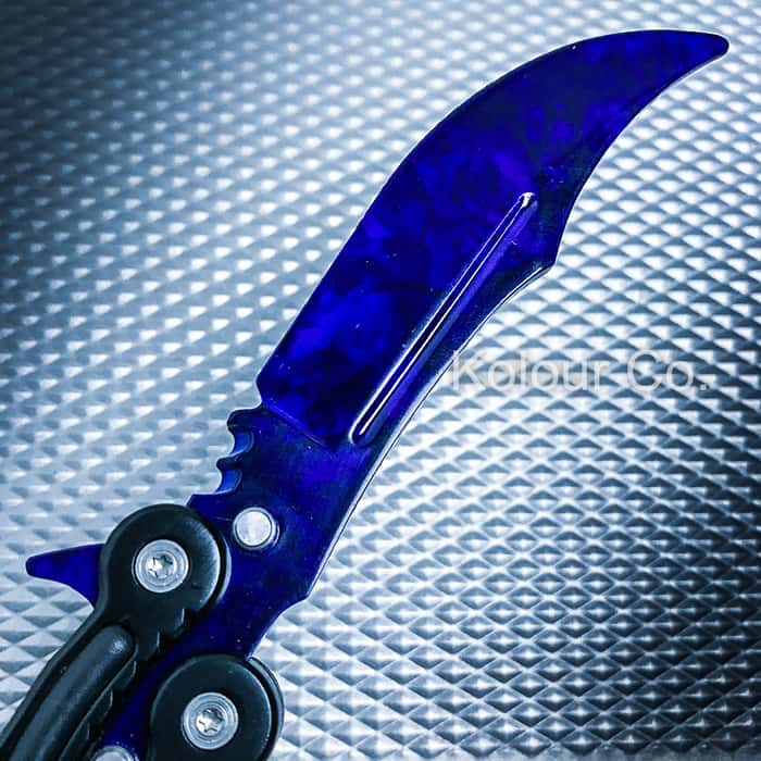 SAPPHIRE DOPPLER Practice Knife Balisong Butterfly Tactical