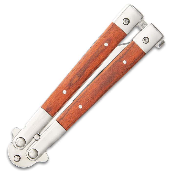 Classic Wooden Butterfly Knife Stainless Steel Blade,