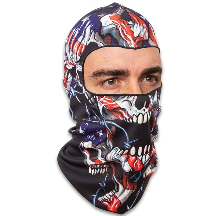American Flag Skulls Lightweight Balaclava Facemask Soft