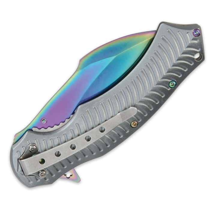 Rainbow Reptile Assisted Opening Folding Pocket Knife Free Shipping!