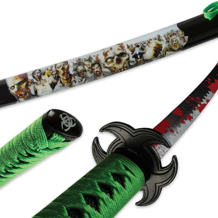 Undead Apocalypse Blood Spattered Katana Sword - Free Shipping!