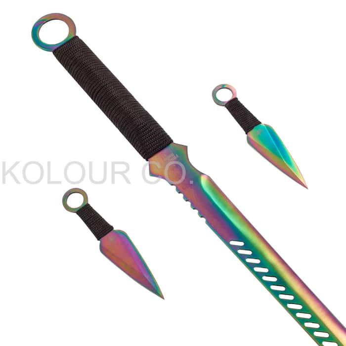 28 Rainbow Ninja Sword Full Tang Machete 9247