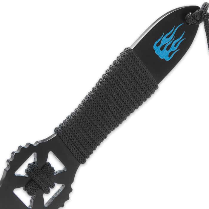 Flaming Blue Skull Throwing Knives Set Free Shipping!