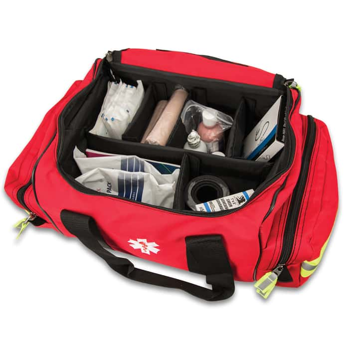 Red First Responder Bag Spacious Compartments, Zippered