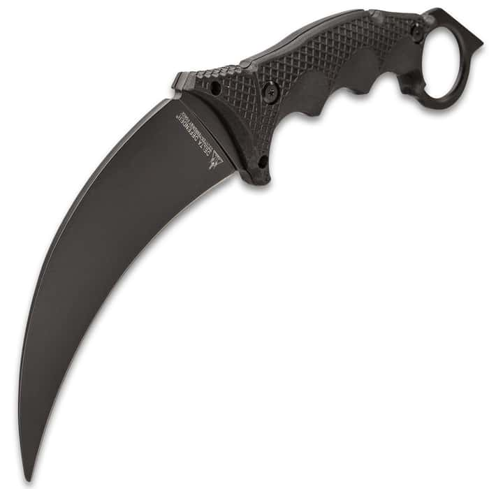 Delta Defender Black Karambit Knife And Sheath