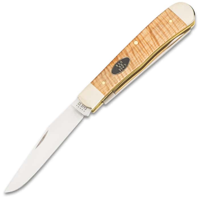 Case Curly Maple Wood Trapper Pocket Knife