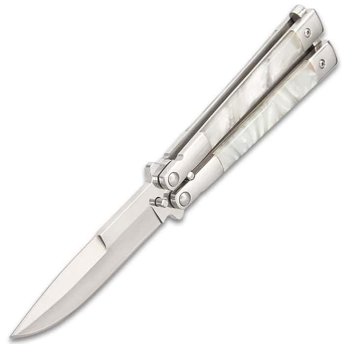 Classic Pearl Butterfly Knife Stainless Steel Blade,