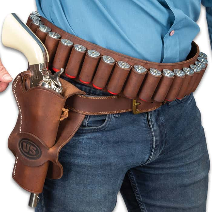 24-Shell Shotgun Ammo Belt - Premium Leather - BUDK.com