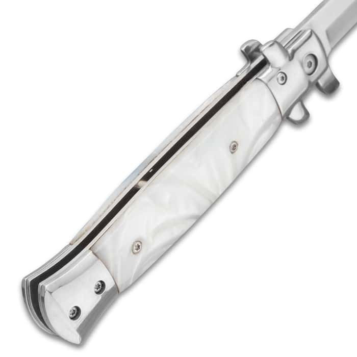 Kriegar German White Pearl Stiletto Knife Stainless