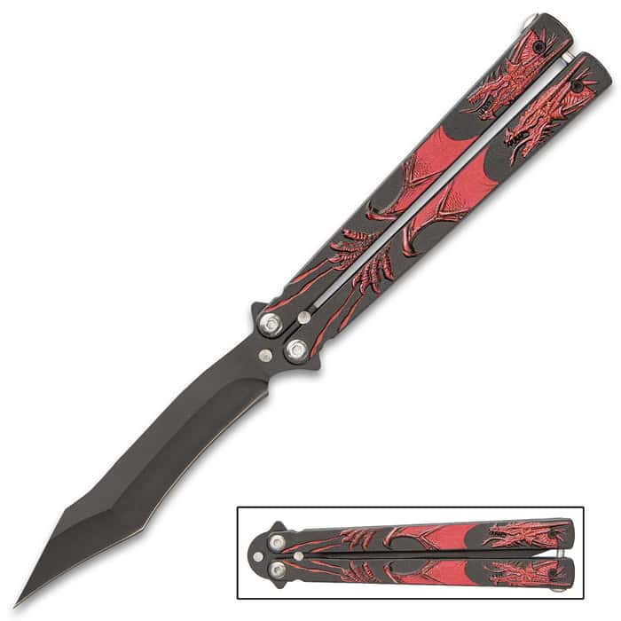 Crimson Dragon Butterfly Knife Stainless Steel Blade   F49 NF1069 