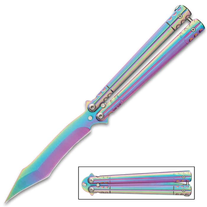 Rainbow Luminescence Balisong Knife Butterfly, Stainless Steel